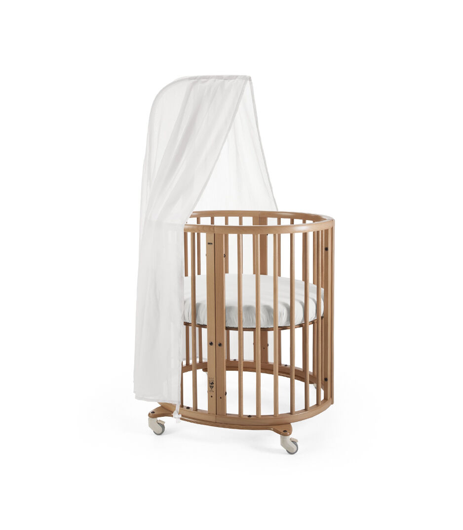 Stokke® Sleepi Mini, Natural. Canopy and Fitted Sheet White.
